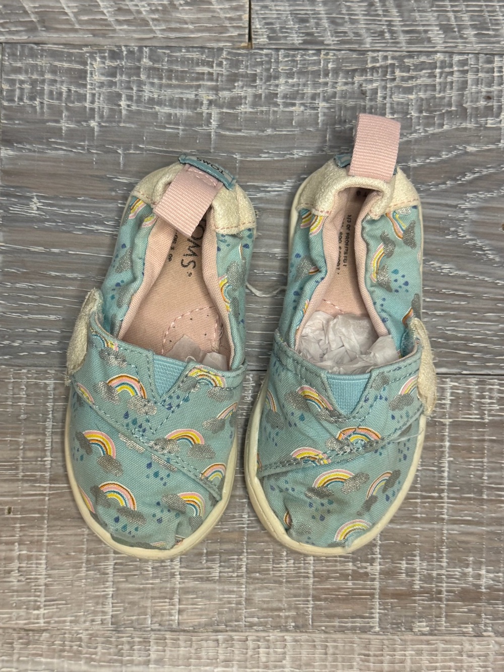 Toms Mint Green Rainbow 🌈 Slip-On Baby & Walker Shoes